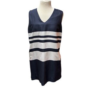 Gap Navy White Striped V-Neck Sleeveless Shift Dress with‎ Pockets Size M #78